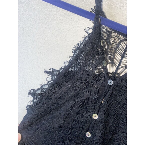Free People Intimately Black dress Lace Sexy Crochet XS HOCO fairy goth - Picture 6 of 13